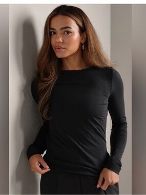 RHONE Modern Rib Long Sleeve Tee Black Size Large